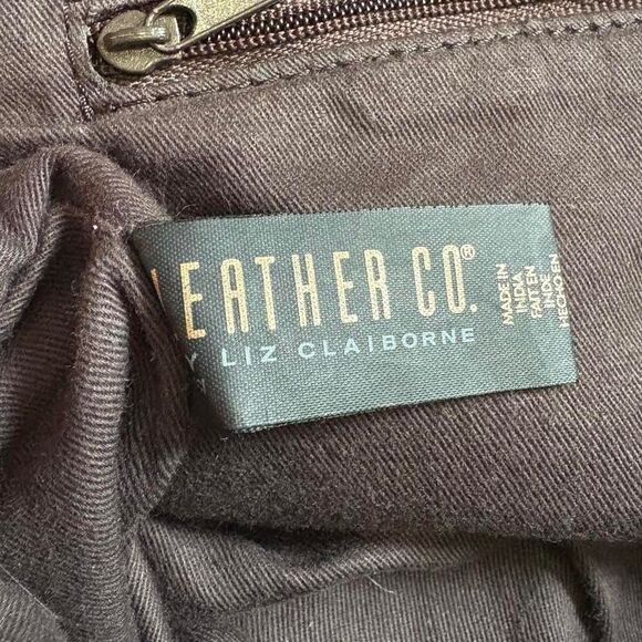 Liz Claiborne Vintage Leather Brown Bag Shoulder Purse Tote - Picture 6 of 7